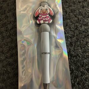 handcrafted Cute donkey Top White Pen with Pink Accents